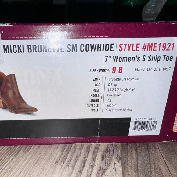 New Womens Nocona Micki Cowhide 7" Snip Toe Ankle Boots Bootie Shoes Size 9 NIB - Picture 9 of 9